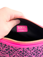将图片加载到图库查看器，Loewe Cubi Small Anagram Jacquard &amp; Calfskin Pink/Black
