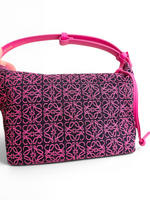 将图片加载到图库查看器，Loewe Cubi Small Anagram Jacquard &amp; Calfskin Pink/Black
