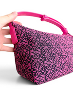 将图片加载到图库查看器，Loewe Cubi Small Anagram Jacquard &amp; Calfskin Pink/Black
