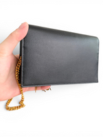 将图片加载到图库查看器，Saint Laurent YSL Kate Tassel Wallet on Chain Black Grain de Poudre Leather Gold-tone Hardware
