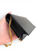 将图片加载到图库查看器，Saint Laurent YSL Kate Tassel Wallet on Chain Black Grain de Poudre Leather Gold-tone Hardware
