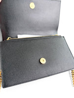 将图片加载到图库查看器，Saint Laurent YSL Kate Tassel Wallet on Chain Black Grain de Poudre Leather Gold-tone Hardware
