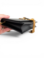 将图片加载到图库查看器，Saint Laurent YSL Kate Tassel Wallet on Chain Black Grain de Poudre Leather Gold-tone Hardware

