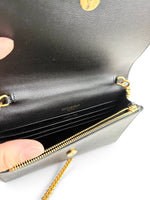 将图片加载到图库查看器，Saint Laurent YSL Kate Tassel Wallet on Chain Black Grain de Poudre Leather Gold-tone Hardware
