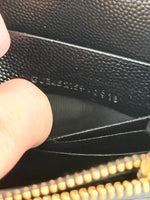 将图片加载到图库查看器，Saint Laurent YSL Kate Tassel Wallet on Chain Black Grain de Poudre Leather Gold-tone Hardware
