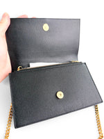 将图片加载到图库查看器，Saint Laurent YSL Kate Tassel Wallet on Chain Black Grain de Poudre Leather Gold-tone Hardware
