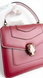将图片加载到图库查看器，Bvlgari Serpenti Forever Top Handle - Pink, Ivory, Burgundy Calfskin Leather, Gold-tone Hardware
