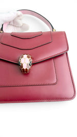 将图片加载到图库查看器，Bvlgari Serpenti Forever Top Handle - Pink, Ivory, Burgundy Calfskin Leather, Gold-tone Hardware

