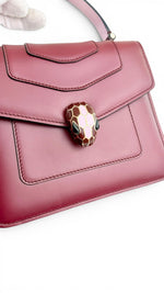 将图片加载到图库查看器，Bvlgari Serpenti Forever Top Handle - Pink, Ivory, Burgundy Calfskin Leather, Gold-tone Hardware

