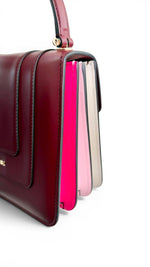将图片加载到图库查看器，Bvlgari Serpenti Forever Top Handle - Pink, Ivory, Burgundy Calfskin Leather, Gold-tone Hardware
