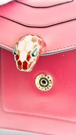 将图片加载到图库查看器，Bvlgari Serpenti Forever Top Handle - Pink, Ivory, Burgundy Calfskin Leather, Gold-tone Hardware
