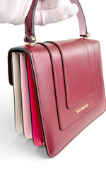 将图片加载到图库查看器，Bvlgari Serpenti Forever Top Handle - Pink, Ivory, Burgundy Calfskin Leather, Gold-tone Hardware
