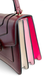 将图片加载到图库查看器，Bvlgari Serpenti Forever Top Handle - Pink, Ivory, Burgundy Calfskin Leather, Gold-tone Hardware
