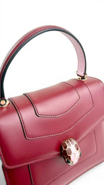 将图片加载到图库查看器，Bvlgari Serpenti Forever Top Handle - Pink, Ivory, Burgundy Calfskin Leather, Gold-tone Hardware

