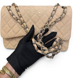 将图片加载到图库查看器，Chanel Timeless Classic Jumbo Double Flap, Beige Patent Leather Silver-tone Hardware
