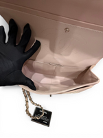 将图片加载到图库查看器，Chanel Timeless Classic Jumbo Double Flap, Beige Patent Leather Silver-tone Hardware
