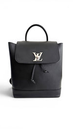 Load image into Gallery viewer, Louis Vuitton Lockme BB Backpack, Black Grained Calfskin, Silver-tone Hardware
