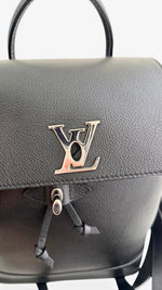 Load image into Gallery viewer, Louis Vuitton Lockme BB Backpack, Black Grained Calfskin, Silver-tone Hardware
