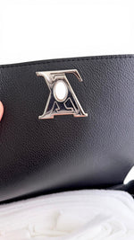 Load image into Gallery viewer, Louis Vuitton Lockme BB Backpack, Black Grained Calfskin, Silver-tone Hardware
