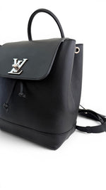 Load image into Gallery viewer, Louis Vuitton Lockme BB Backpack, Black Grained Calfskin, Silver-tone Hardware
