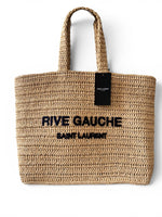 将图片加载到图库查看器，Saint Laurent Rive Gauche Beige Raffia Tote
