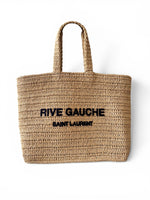 将图片加载到图库查看器，Saint Laurent Rive Gauche Beige Raffia Tote
