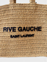 将图片加载到图库查看器，Saint Laurent Rive Gauche Beige Raffia Tote
