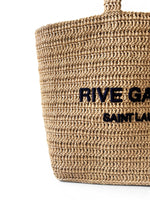 将图片加载到图库查看器，Saint Laurent Rive Gauche Beige Raffia Tote
