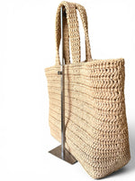 将图片加载到图库查看器，Saint Laurent Rive Gauche Beige Raffia Tote

