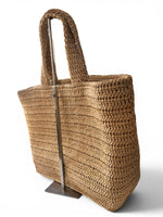 将图片加载到图库查看器，Saint Laurent Rive Gauche Beige Raffia Tote
