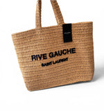 将图片加载到图库查看器，Saint Laurent Rive Gauche Beige Raffia Tote
