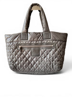 Load image into Gallery viewer, Chanel Coco Cocoon Large Dark Grey Nylon Tote with Leather Trim, Silver-tone Hardware
