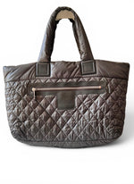 Load image into Gallery viewer, Chanel Coco Cocoon Large Dark Grey Nylon Tote with Leather Trim, Silver-tone Hardware
