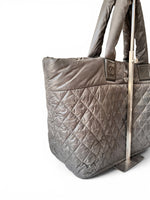 Load image into Gallery viewer, Chanel Coco Cocoon Large Dark Grey Nylon Tote with Leather Trim, Silver-tone Hardware
