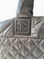 Load image into Gallery viewer, Chanel Coco Cocoon Large Dark Grey Nylon Tote with Leather Trim, Silver-tone Hardware
