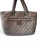 Load image into Gallery viewer, Chanel Coco Cocoon Large Dark Grey Nylon Tote with Leather Trim, Silver-tone Hardware
