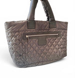 Load image into Gallery viewer, Chanel Coco Cocoon Large Dark Grey Nylon Tote with Leather Trim, Silver-tone Hardware

