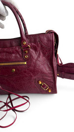 Load image into Gallery viewer, Balenciaga Small Le City Bag - Bordeaux Arena Lambskin Leather, Antique Gold-tone Hardware
