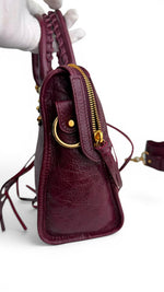 Load image into Gallery viewer, Balenciaga Small Le City Bag - Bordeaux Arena Lambskin Leather, Antique Gold-tone Hardware
