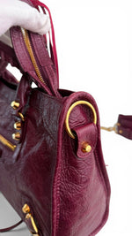 Load image into Gallery viewer, Balenciaga Small Le City Bag - Bordeaux Arena Lambskin Leather, Antique Gold-tone Hardware
