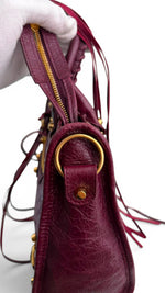 Load image into Gallery viewer, Balenciaga Small Le City Bag - Bordeaux Arena Lambskin Leather, Antique Gold-tone Hardware
