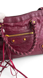 Load image into Gallery viewer, Balenciaga Small Le City Bag - Bordeaux Arena Lambskin Leather, Antique Gold-tone Hardware
