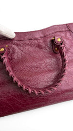 Load image into Gallery viewer, Balenciaga Small Le City Bag - Bordeaux Arena Lambskin Leather, Antique Gold-tone Hardware
