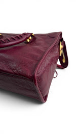 Load image into Gallery viewer, Balenciaga Small Le City Bag - Bordeaux Arena Lambskin Leather, Antique Gold-tone Hardware
