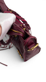 Load image into Gallery viewer, Balenciaga Small Le City Bag - Bordeaux Arena Lambskin Leather, Antique Gold-tone Hardware
