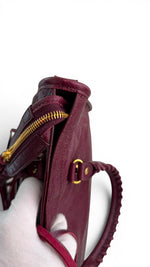 Load image into Gallery viewer, Balenciaga Small Le City Bag - Bordeaux Arena Lambskin Leather, Antique Gold-tone Hardware
