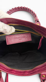 Load image into Gallery viewer, Balenciaga Small Le City Bag - Bordeaux Arena Lambskin Leather, Antique Gold-tone Hardware
