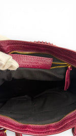 Load image into Gallery viewer, Balenciaga Small Le City Bag - Bordeaux Arena Lambskin Leather, Antique Gold-tone Hardware
