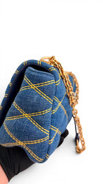 Charger l'image dans la galerie, Louis Vuitton GO-14 Shoulder Bag, Blue Quilted Denim Gold-tone Hardware
