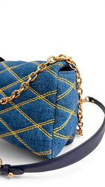 Charger l'image dans la galerie, Louis Vuitton GO-14 Shoulder Bag, Blue Quilted Denim Gold-tone Hardware
